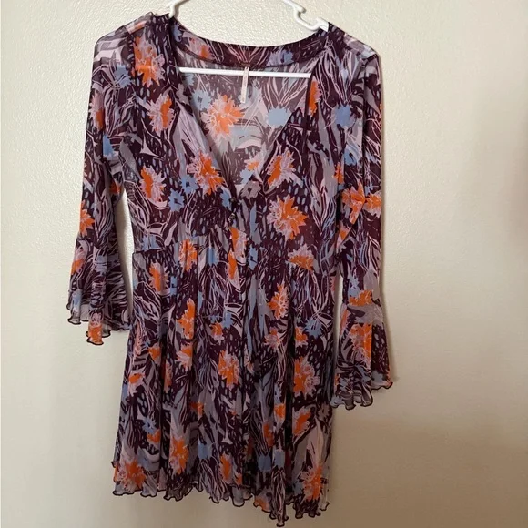 Free people Beach Babe Bell Sleeve Tunic Women’s XS Boho Hippie - Picture 2 of 8